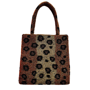 Vintage Christiana Leopard Print Beaded Handbag Purse